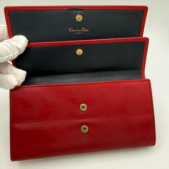 Vintage Christian Dior Double Flap Long Wallet with Unbranded Chain - Picture 9 of 17